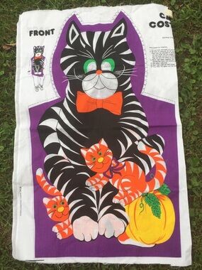Vintage kids cut n sew fabric Halloween costume black cat